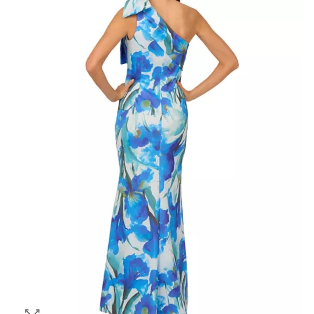 Adrianna Papell One-Shoulder Blue & White Floral Maxi Dress - Picture 3 of 6